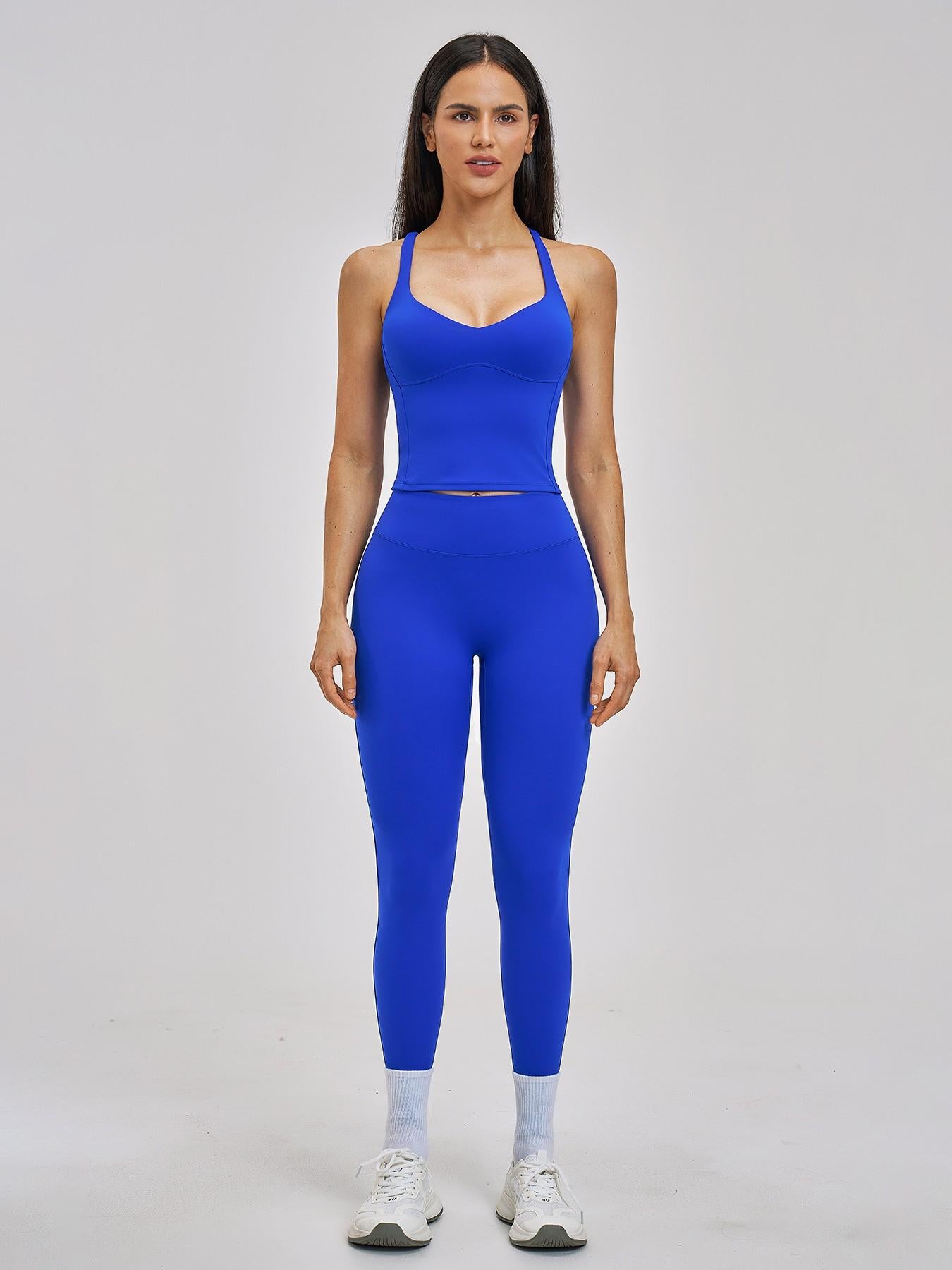 Spring Summer Fleece Sports Set, Cross Back High-End Fitness - image 13