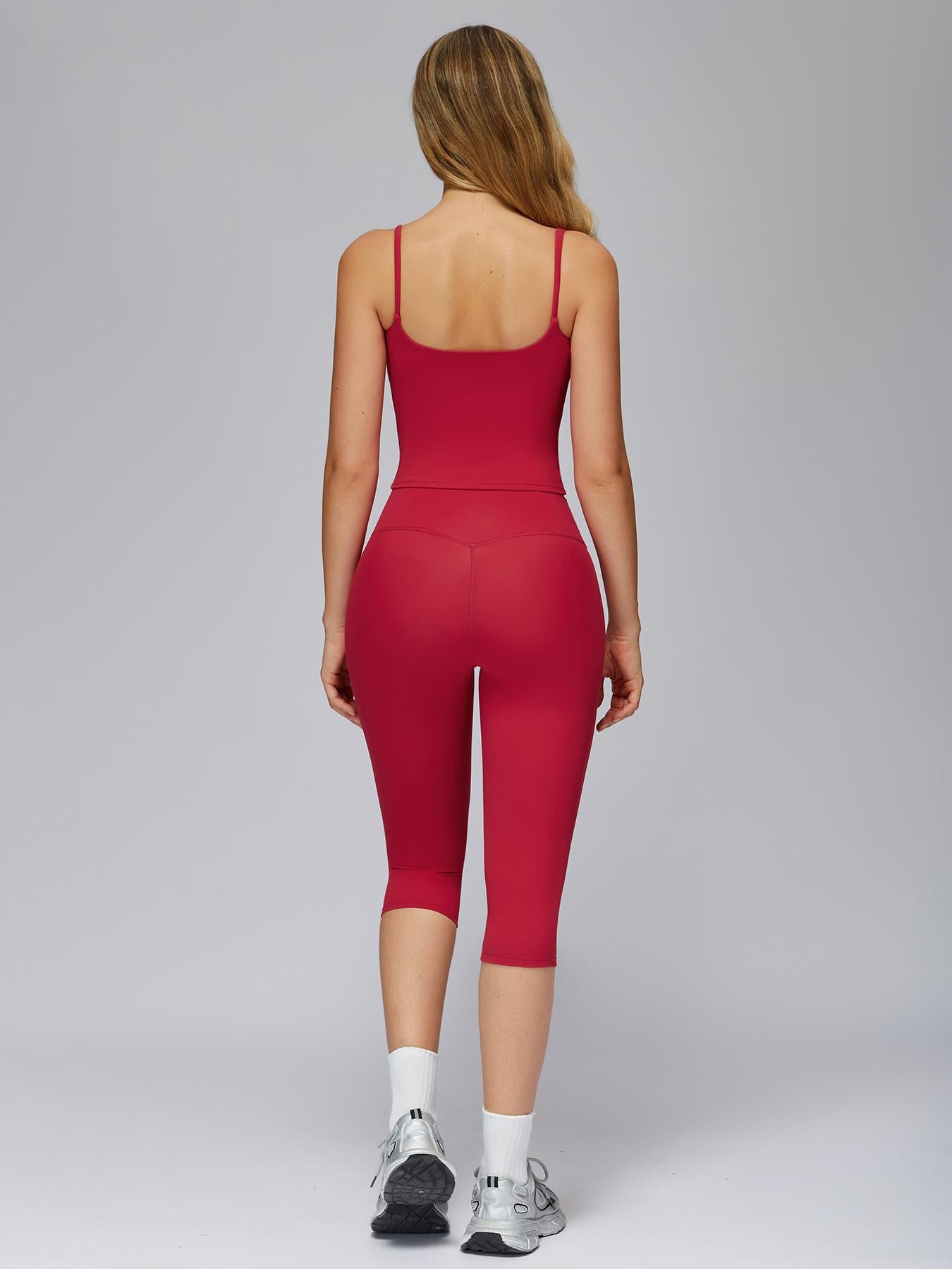 Women's Yoga Set, Tight-Fitting Mid-Thigh Pants & Casual Sports Tank Top - image 13