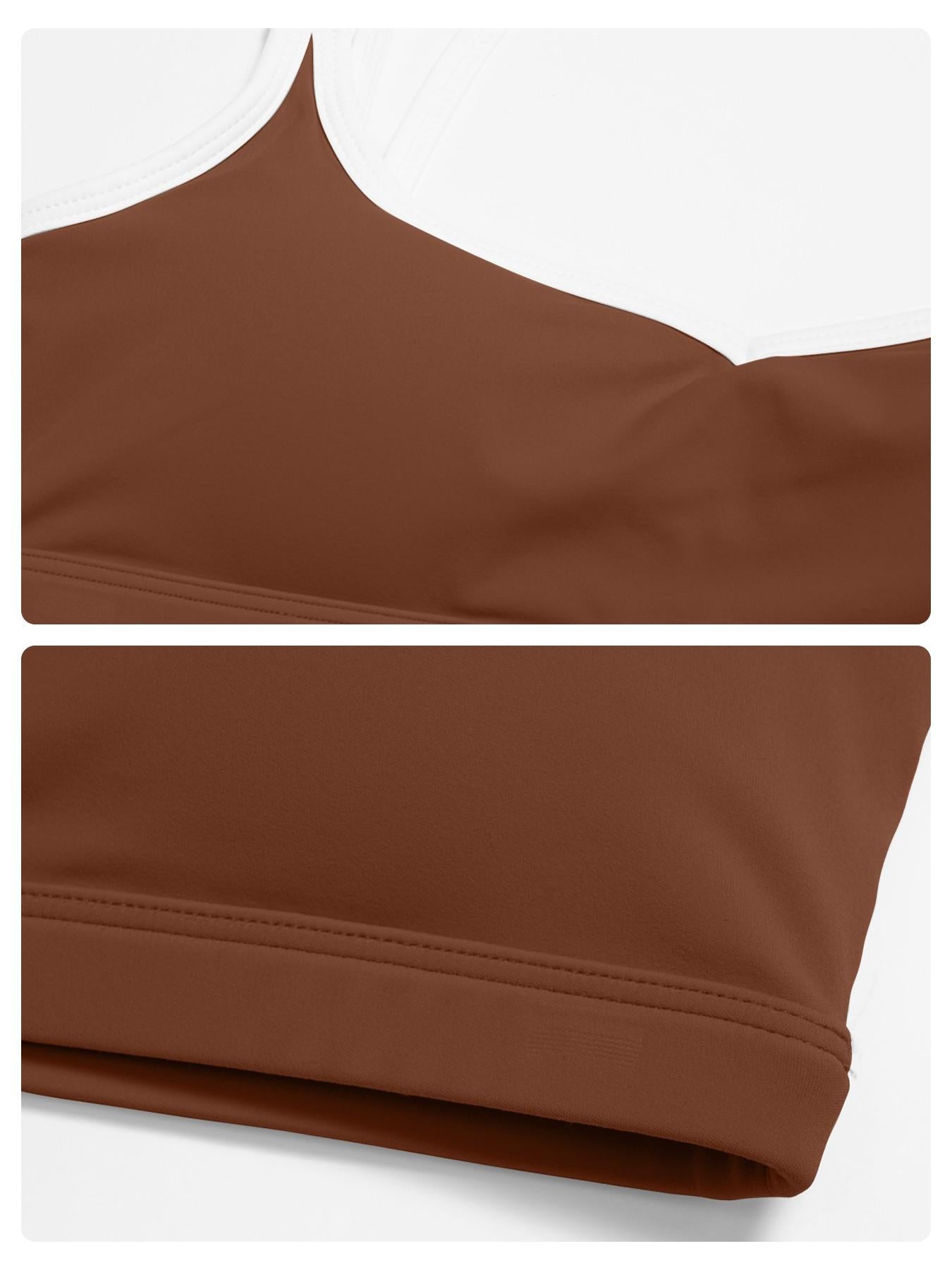 Colorblock Skin-Touch Sports Bra, Quick-Dry Tight-Fitting Cross-Back Sport Tank Top - image 13