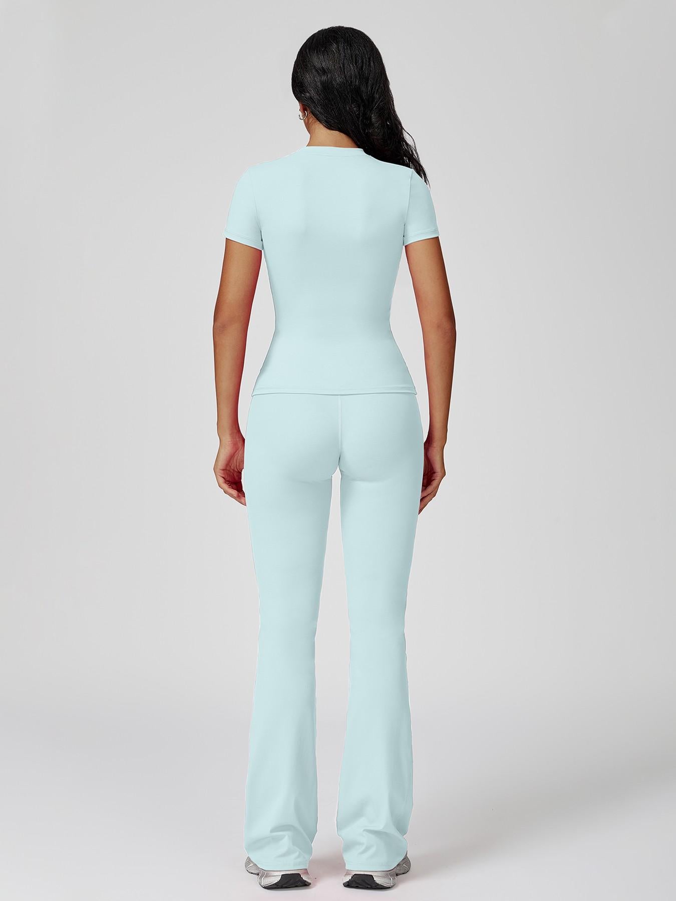 Women's Sporty Two-Piece Set, Quick-Dry Slim Fit T-Shirt & High Waist Yoga Pants - image 12