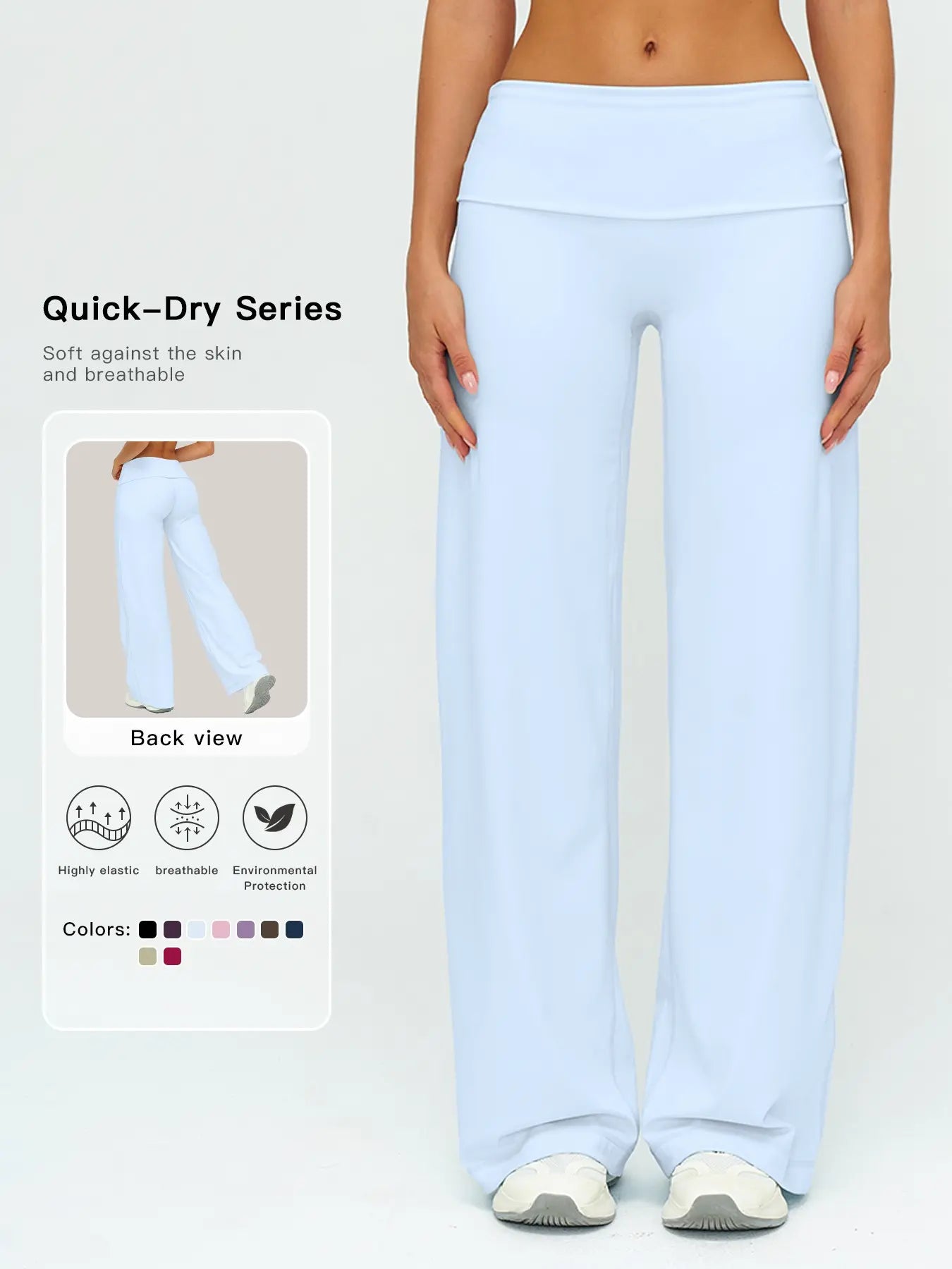 Fleece Long Pants, Folded Waist Loose Wide Leg Slimming Pants - image 5