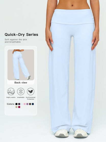 Fleece Long Pants, Folded Waist Loose Wide Leg Slimming Pants - image 11