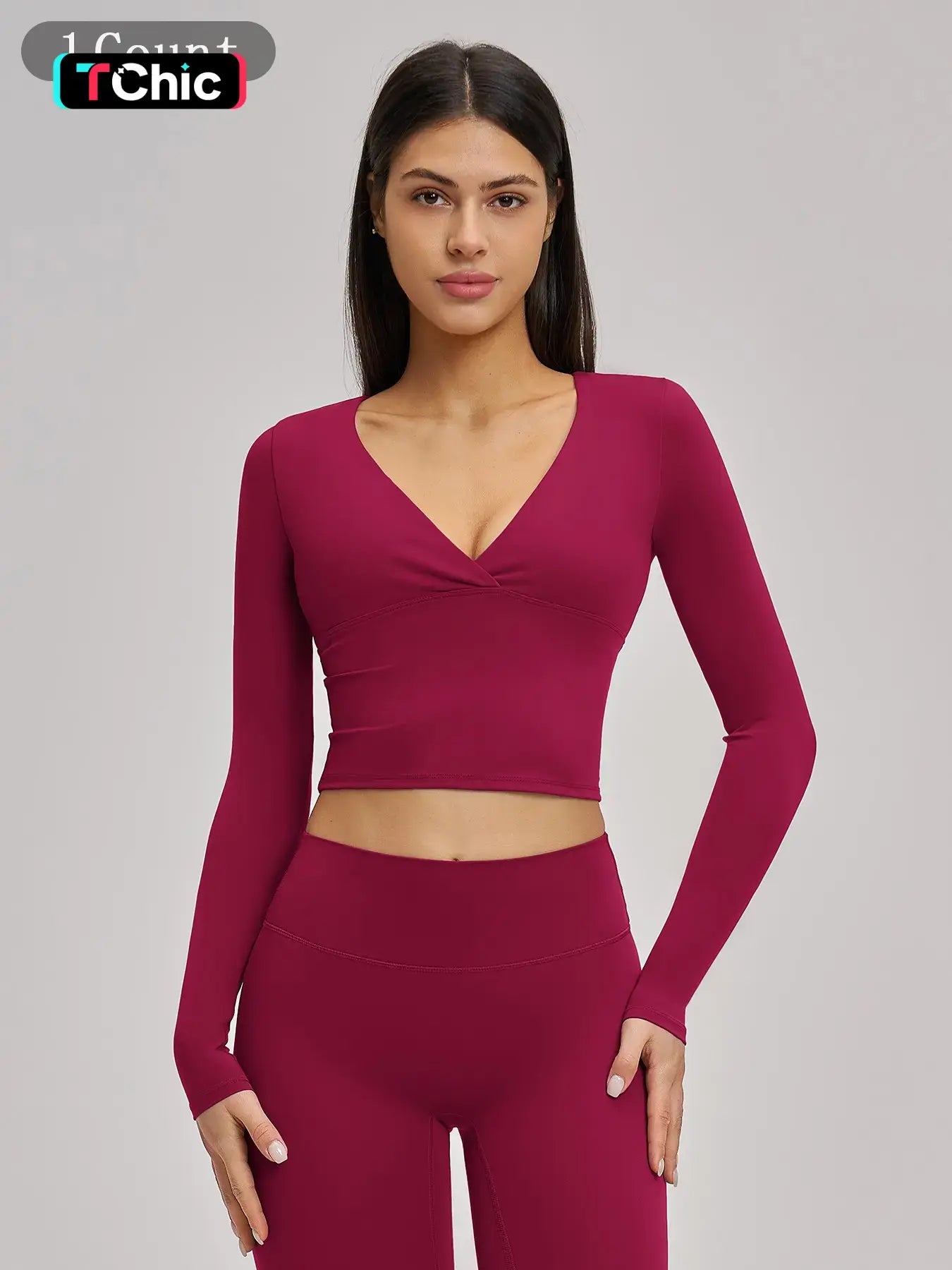 Women's Long Sleeve Yoga Top, European & American Style Spring Summer Pilates Workout Shirt