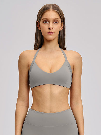 Cross-Border Plush Halter Neck Design Stretch Sports Bra, Hollow Back Yoga Innerwear - image 10
