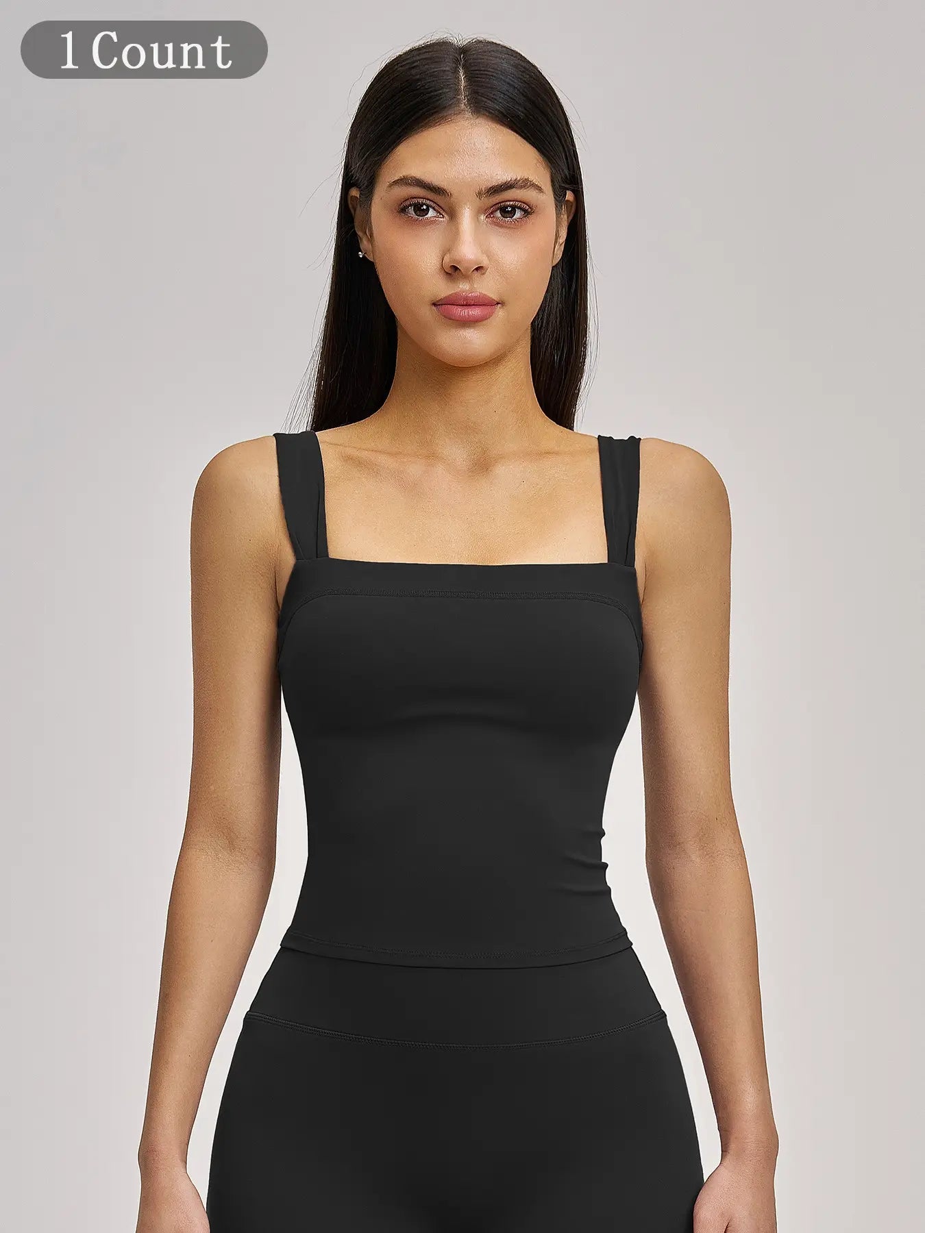 High Elasticity Square Neck Yoga Tank Top with Chest Padding, Outdoor Fitness Sports Bra for Women