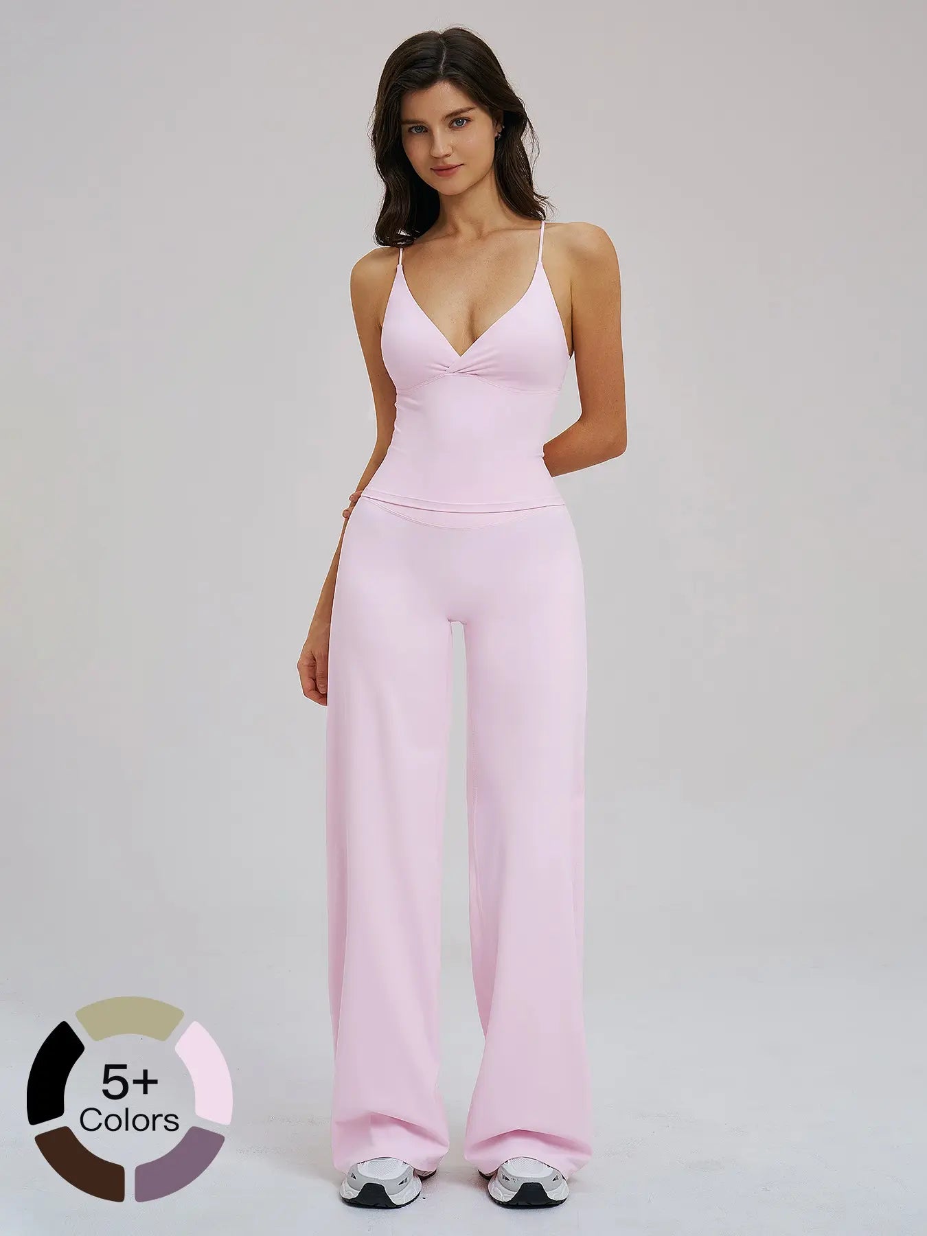 Brushed Sportswear Set, Casual Wide-Leg Backless Two-Piece Outfit