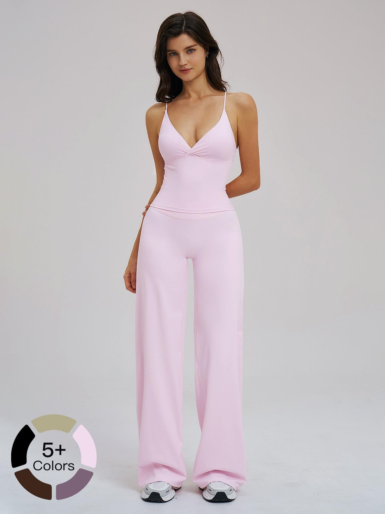 Brushed Sportswear Set, Casual Wide-Leg Backless Two-Piece Outfit - image 20