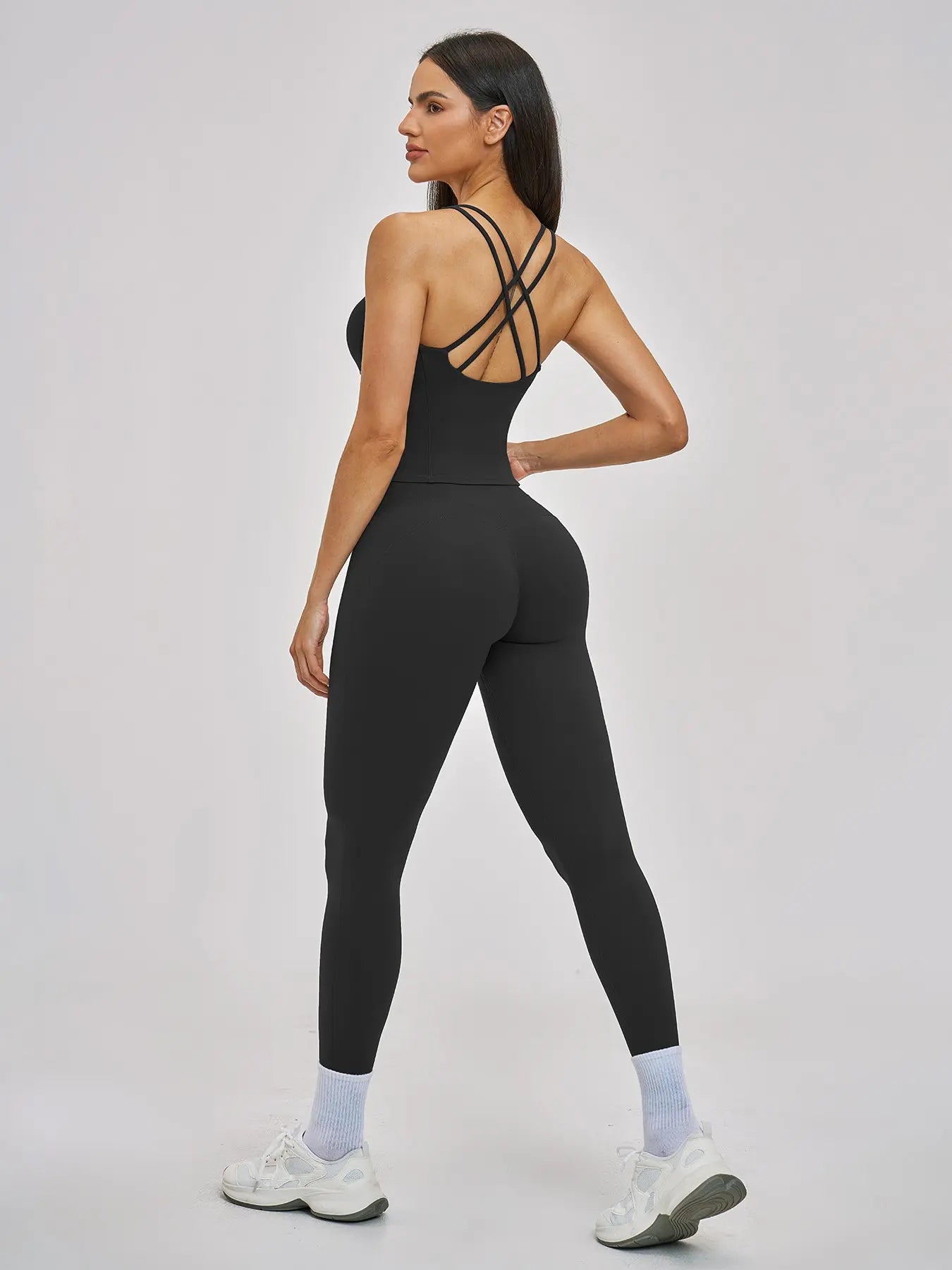 Spring Summer Fleece Sports Set, Cross Back High-End Fitness - image 6