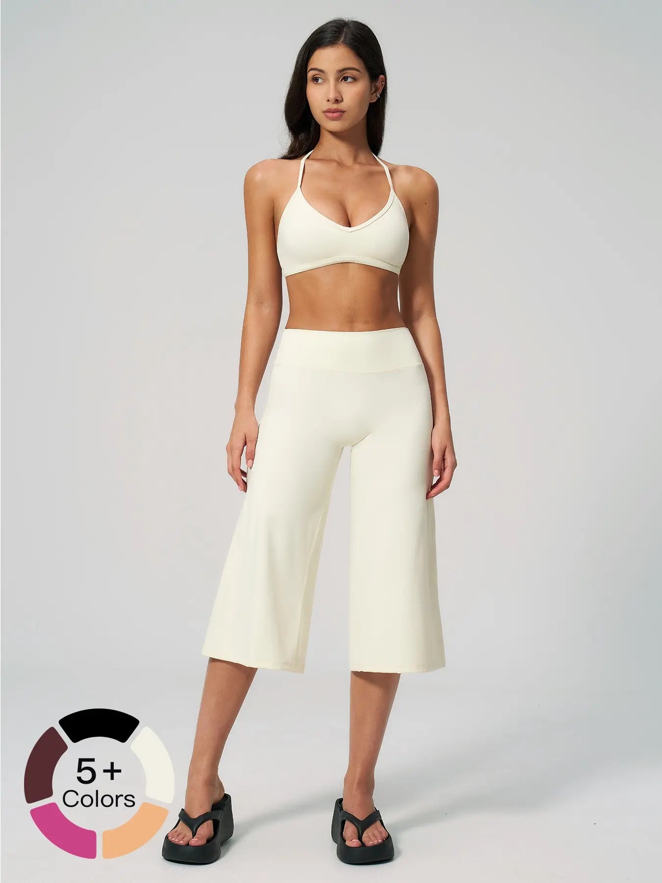 Women's Yoga Set, High-End Shock Absorption Sport Bra & Quick-Dry High-Waist Capri Pants