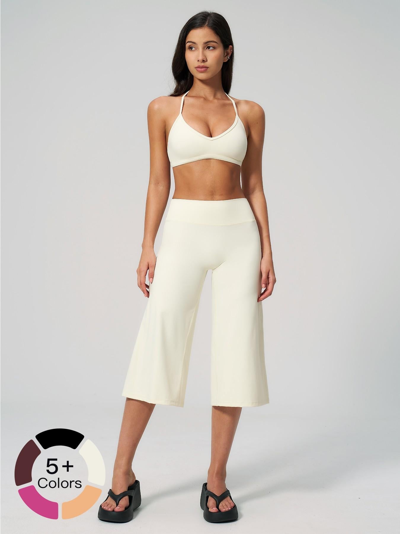 Women's Yoga Set, High-End Shock Absorption Sport Bra & Quick-Dry High-Waist Capri Pants - image 20