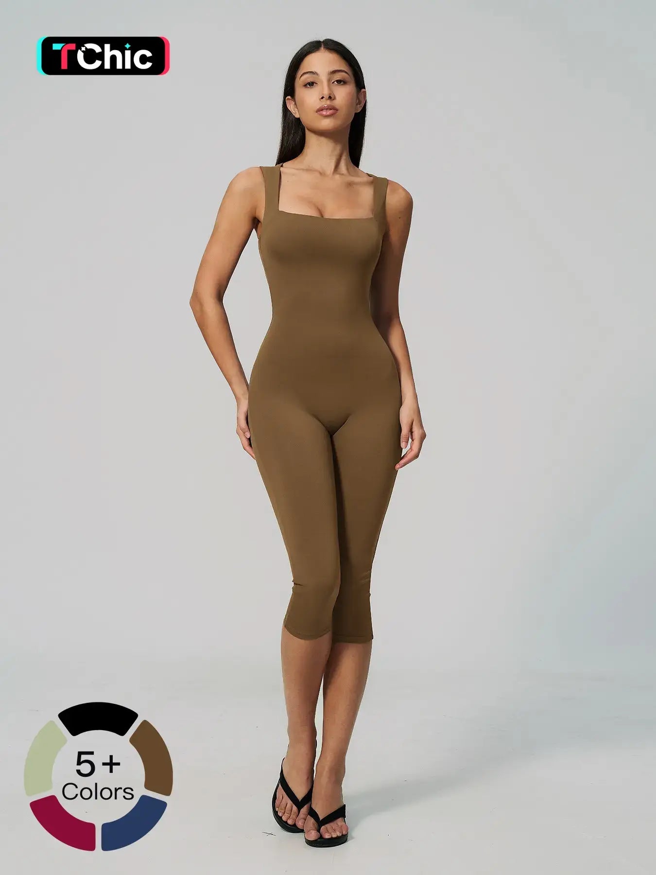 Cross-Border Naked Feel One-Piece Yoga, Square Neck Backless Tight Fit Slimming Sculpting Jumpsuit…