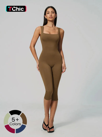 Cross-Border Naked Feel One-Piece Yoga, Square Neck Backless Tight Fit Slimming Sculpting Jumpsuit…