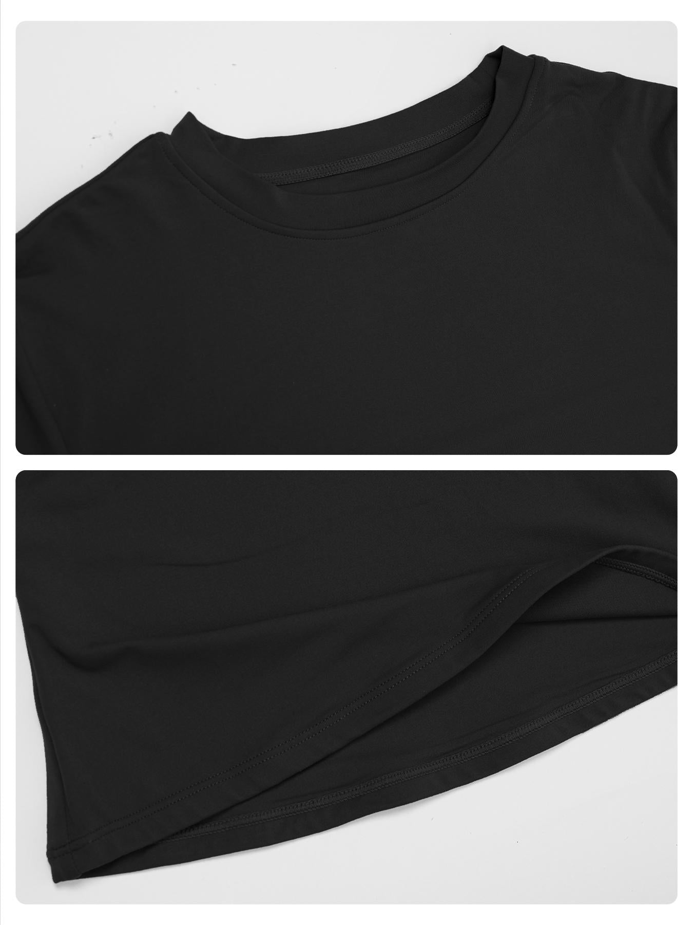 Women's Solid Color Sports Tee, Athletic Fitness Top - image 17