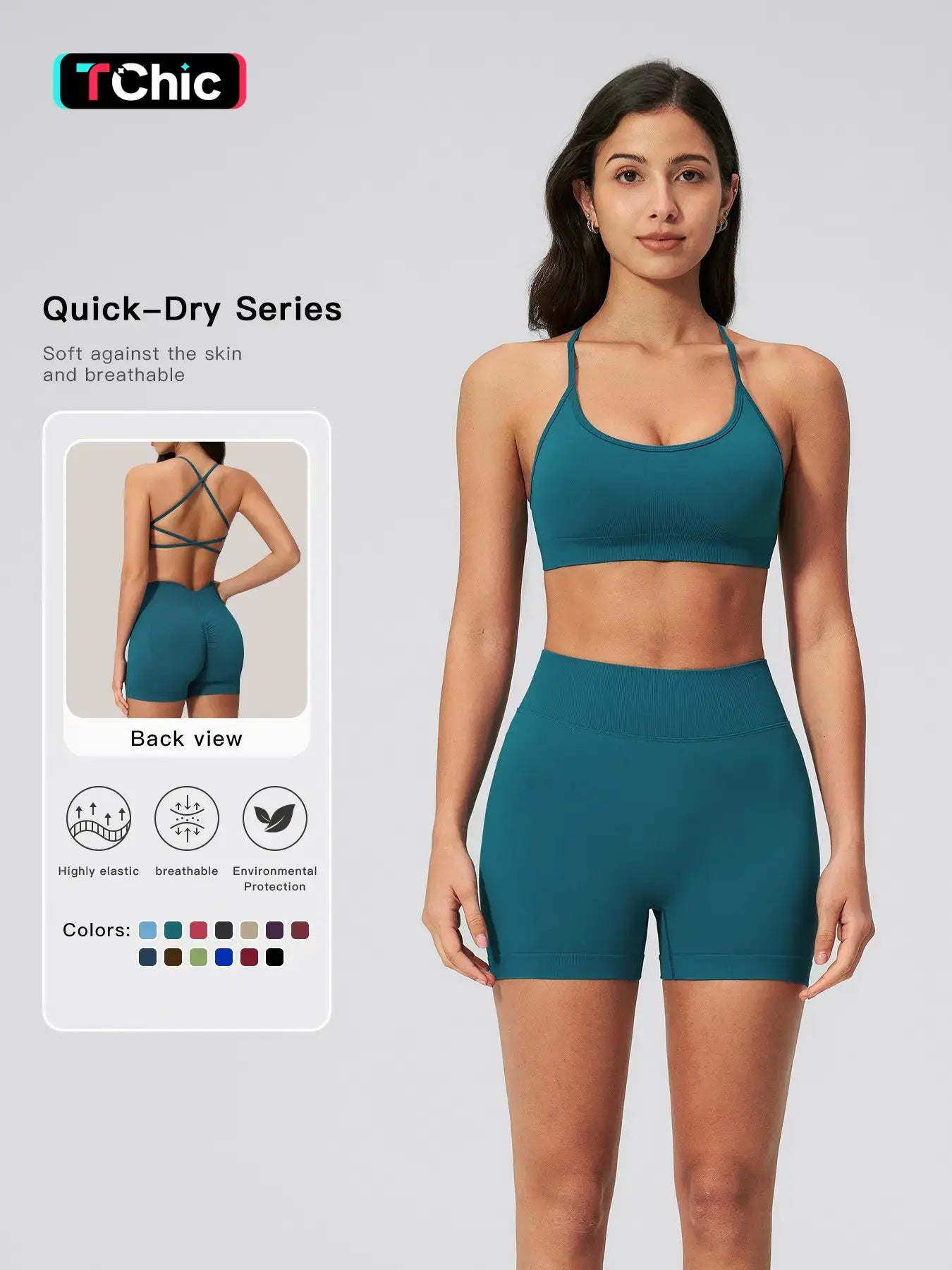 Women's Seamless Backless Yoga Set, Quick-Dry Running Workout Clothes