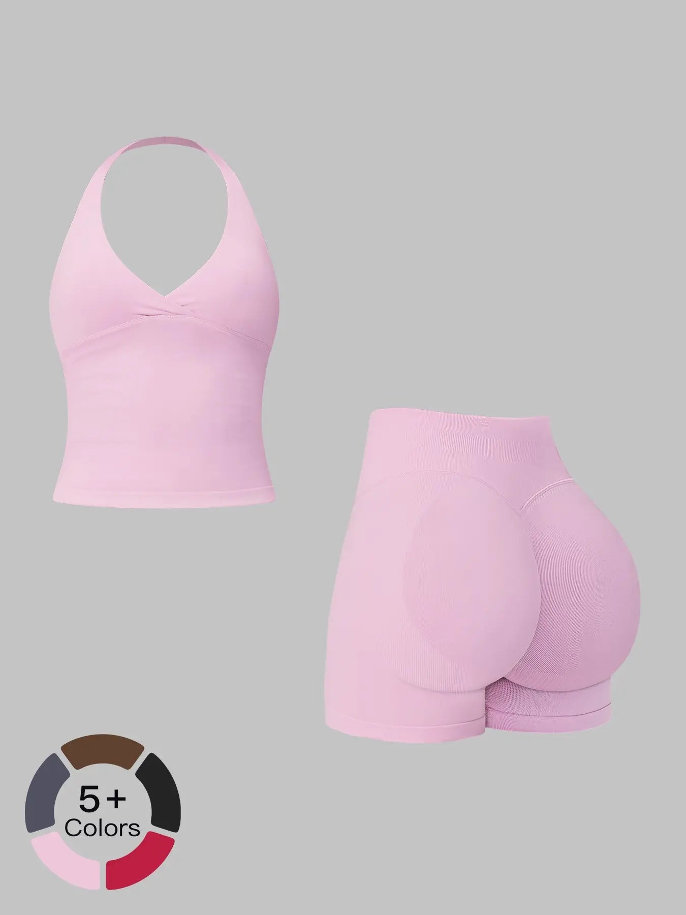 Women's Yoga Set, Halter V-Neck Slimming Lifted Butt Tummy Control