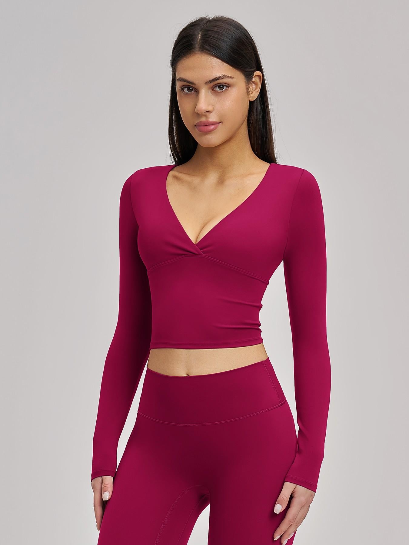 Women's Long Sleeve Yoga Top, European & American Style Spring Summer Pilates Workout Shirt - image 14