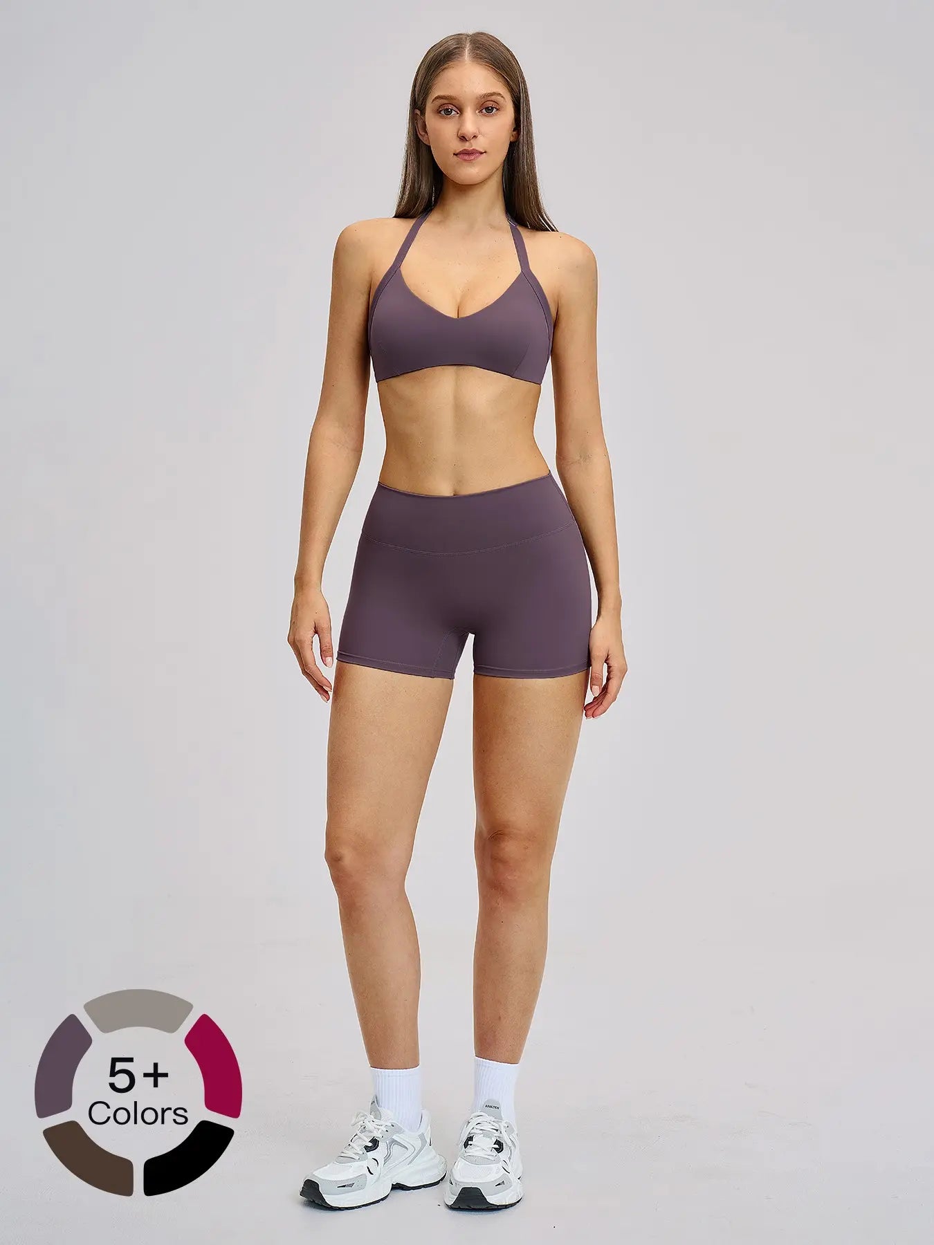 Cross-Border Brushed Yoga Set, Hollow Back Halter Top