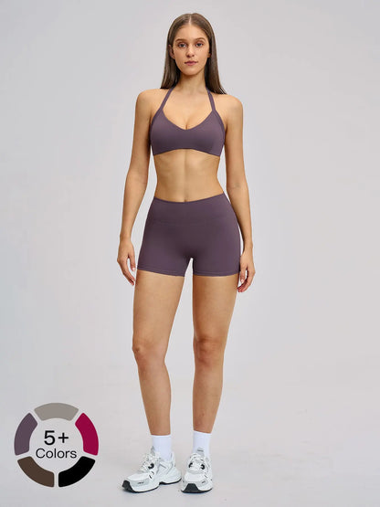 Cross-Border Brushed Yoga Set, Hollow Back Halter Top