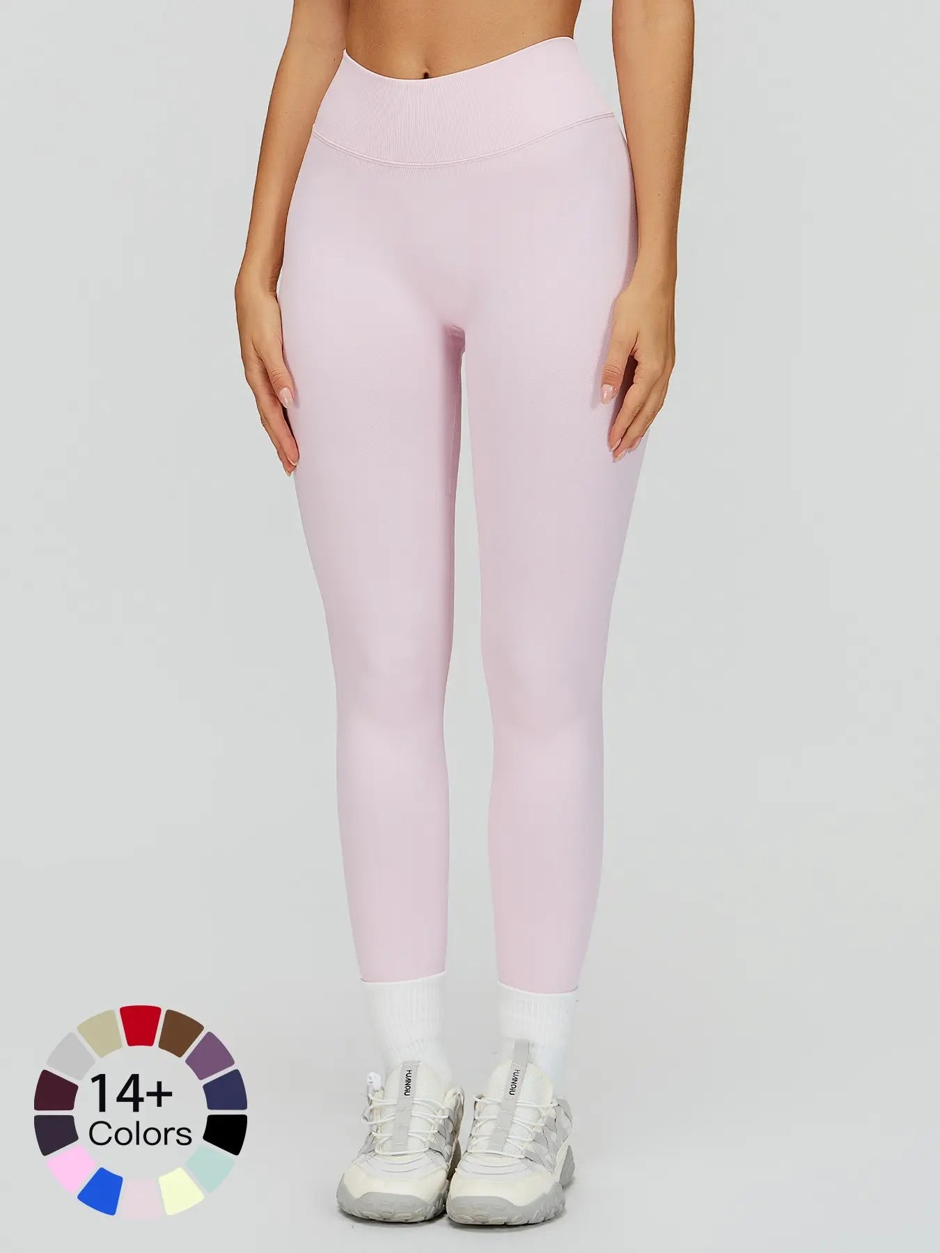 Seamless Peach Butt Yoga Pants, V-Shape Tight Fit Slimming Running Sports Quick-Dry Fitness Long Pants - image 4