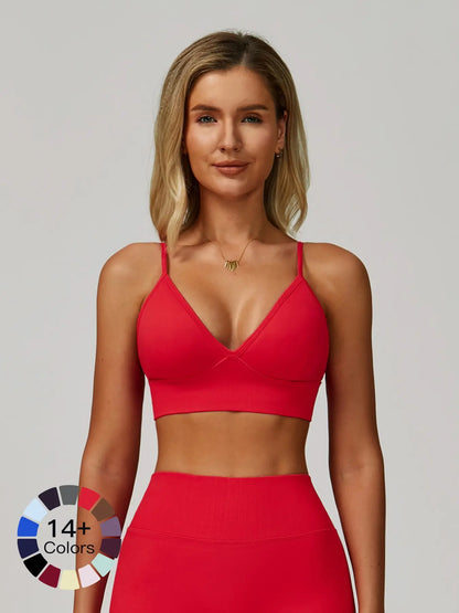 Seamless Yoga Bra with Shoulder Straps, Quick-Dry Sports Top