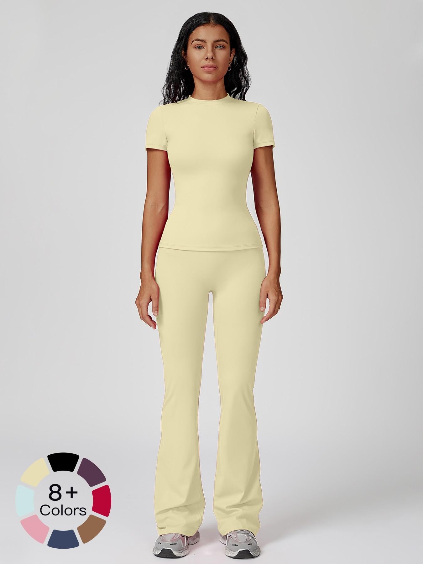 Women's Sporty Two-Piece Set, Quick-Dry Slim Fit T-Shirt & High Waist Yoga Pants - image 19