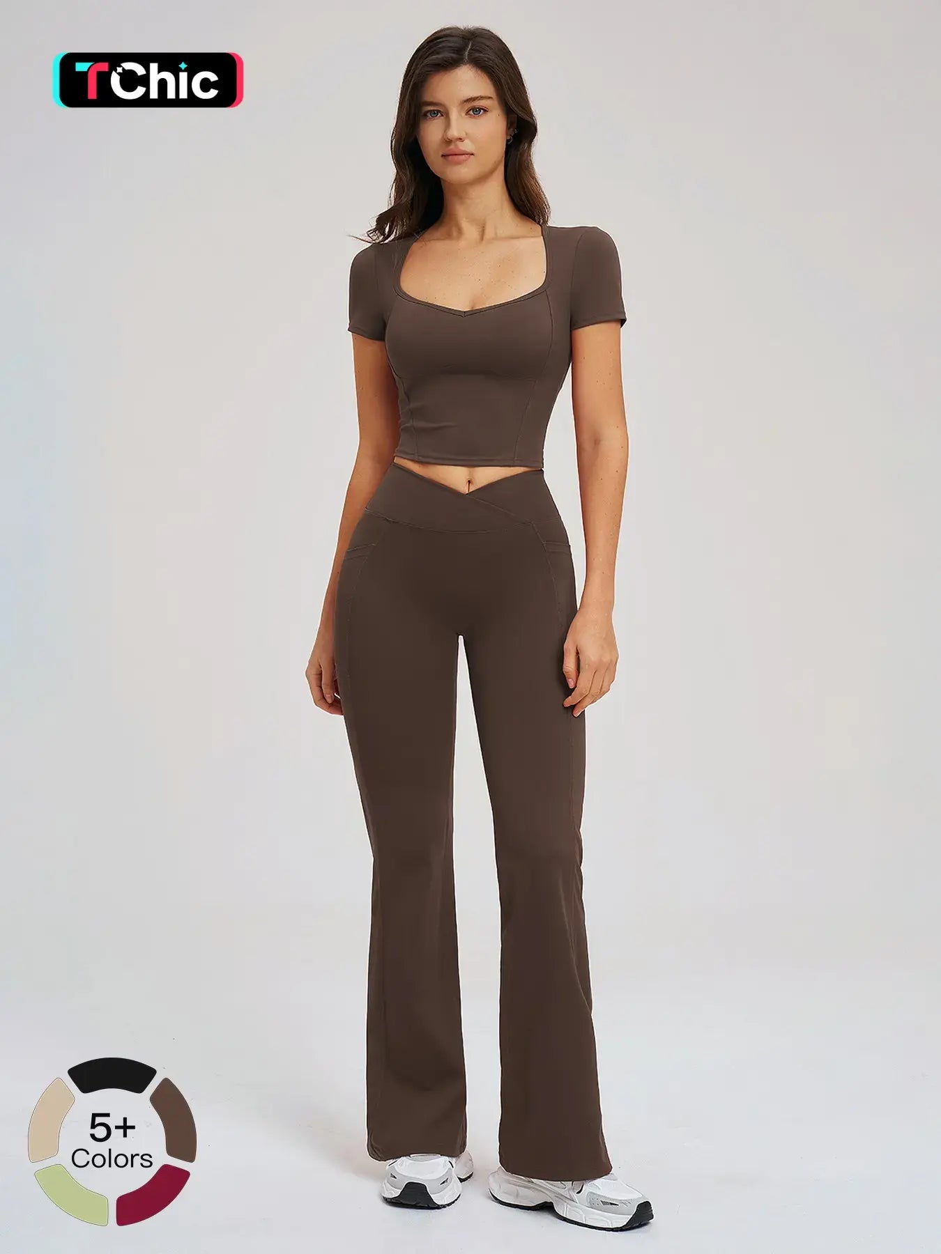 Women's Yoga Set, Naked Feeling Tight-Fitting Fashion Casual Outdoor Running Sports Suit