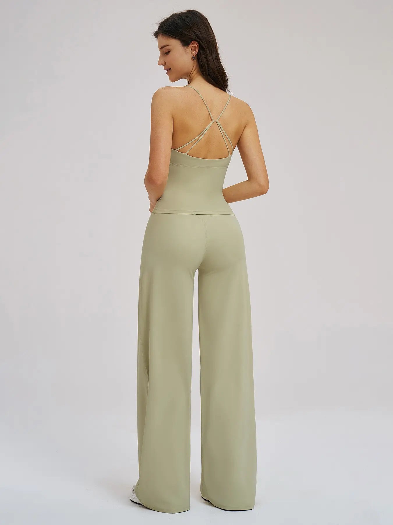 Brushed Sportswear Set, Casual Wide-Leg Backless Two-Piece Outfit - image 8
