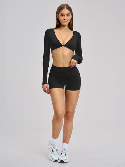Women's Long Sleeve Yoga Set, Sporty Plain - image 14