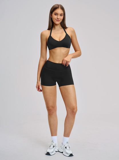 Cross-Border Brushed Yoga Set, Hollow Back Halter Top - image 13