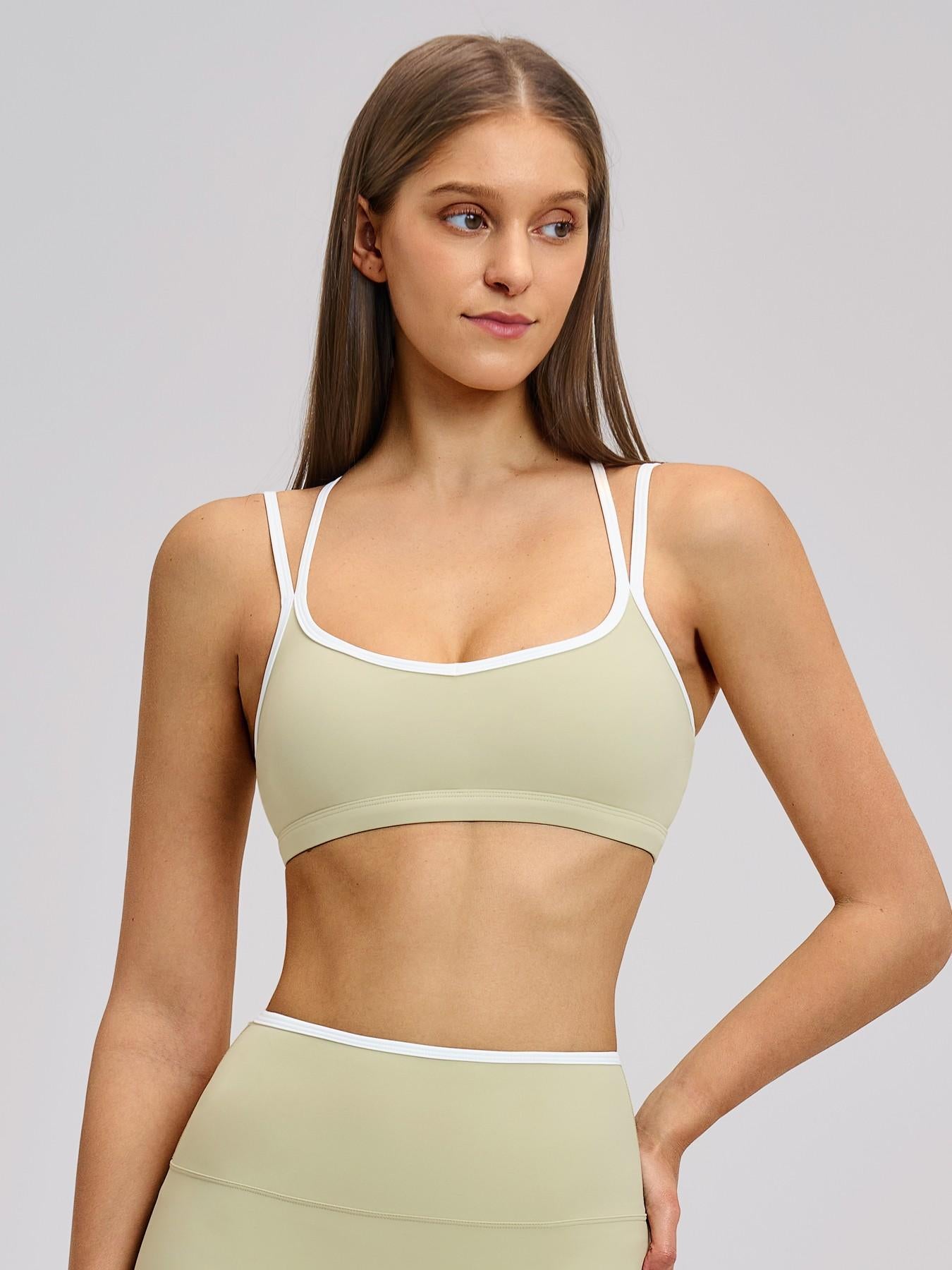 Colorblock Skin-Touch Sports Bra, Quick-Dry Tight-Fitting Cross-Back Sport Tank Top - image 10