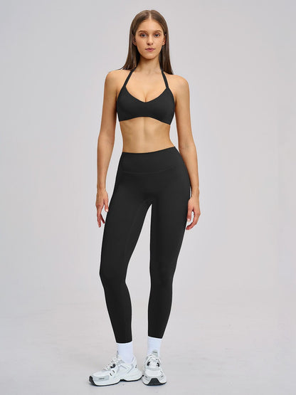 Cross-Border Fleece Yoga Set, Hollow Back Halter Top - image 14