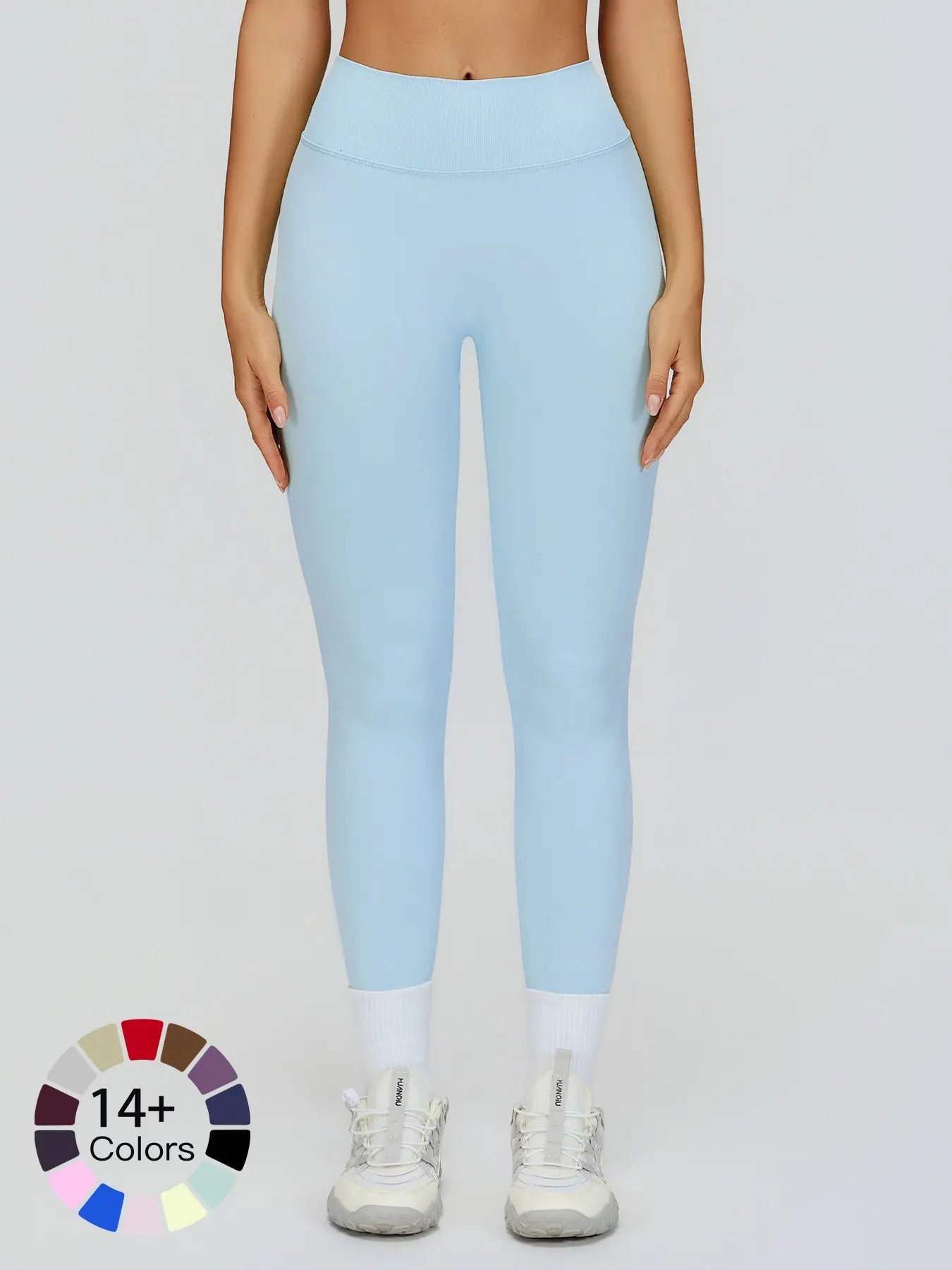 Seamless Peach Butt Yoga Pants, V-Shape Tight Fit Slimming Running Sports Quick-Dry Fitness Long Pants - image 6