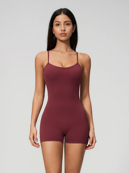 Cross Back Yoga, Tight Fit High Waist One-Piece Gym Shorts - image 15