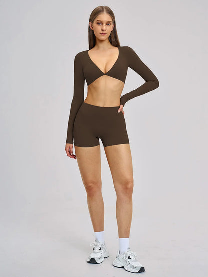 Women's Long Sleeve Yoga Set, Sporty Plain - image 8