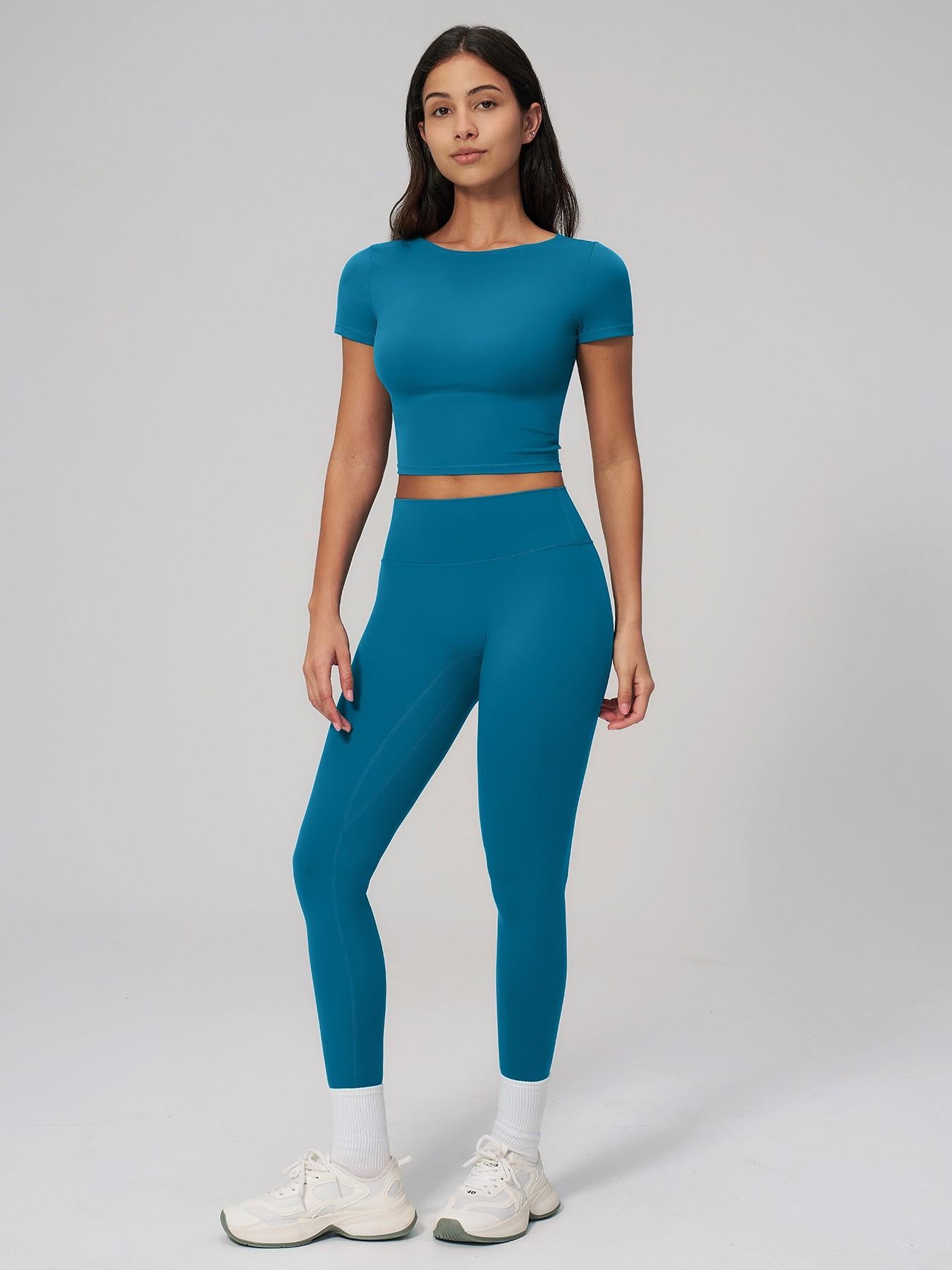 Creamy Soft Quick-Dry T-Shirt Set, High-Waisted Fitness - image 15