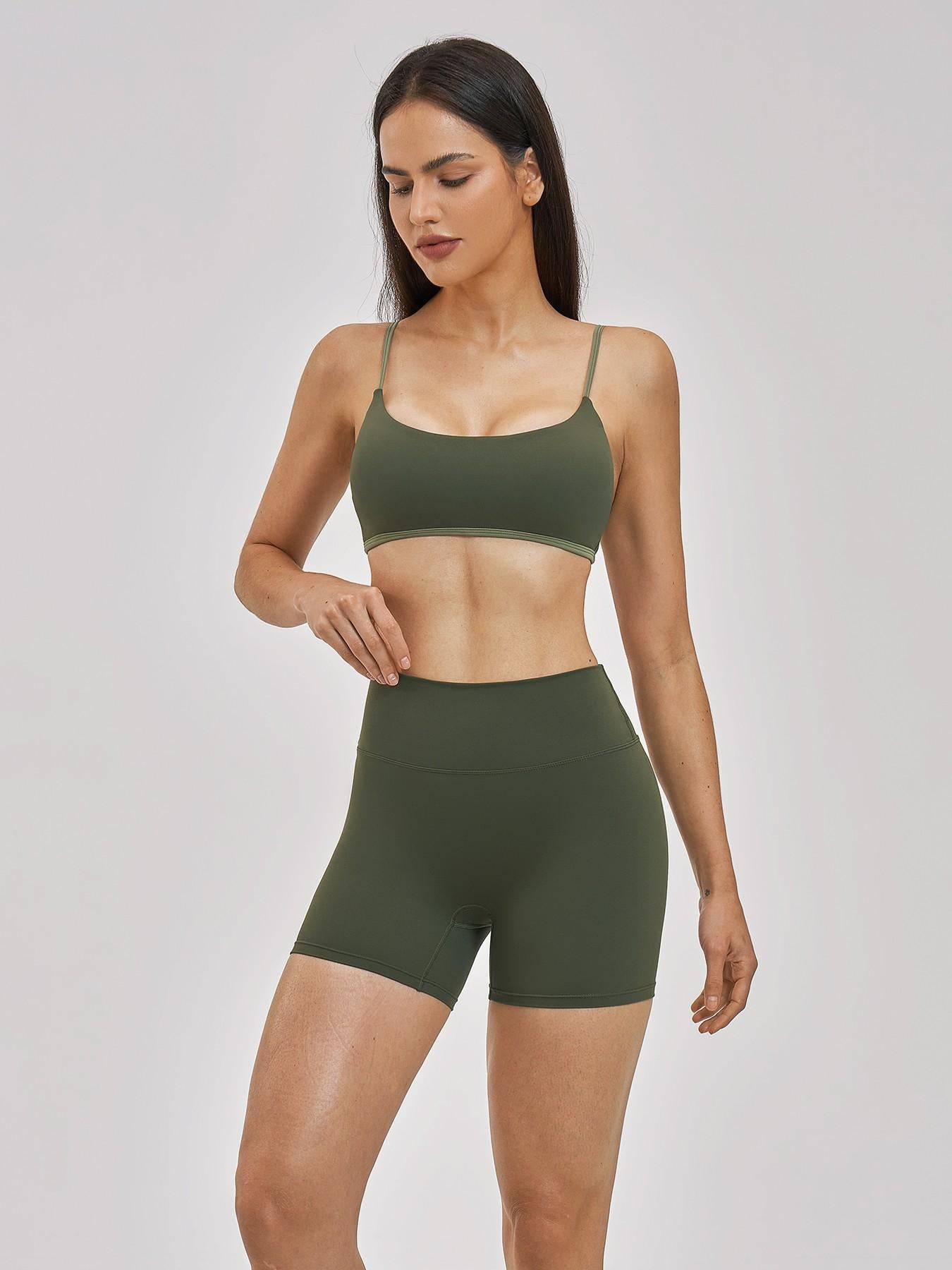 Women's Fashionable Bare-Look Sports Set, Sexy Back Thin Straps - image 21