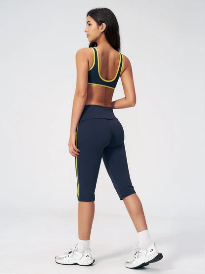 High Elastic Tight Yoga Set for Women, Flip Waist Fitness Bare Feel Sports Running Yoga - image 2