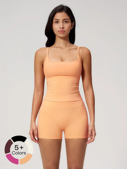 Women's Yoga Tank Top Set, Fitted Shorts for Outdoor Activities - image 2