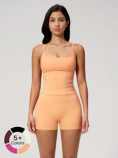 Women's Yoga Tank Top Set, Fitted Shorts for Outdoor Activities - image 19