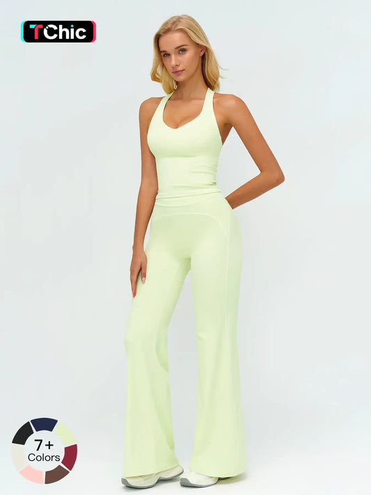 Women's Yoga Set with Dual Shoulder Straps, High-End Feel Sportswear