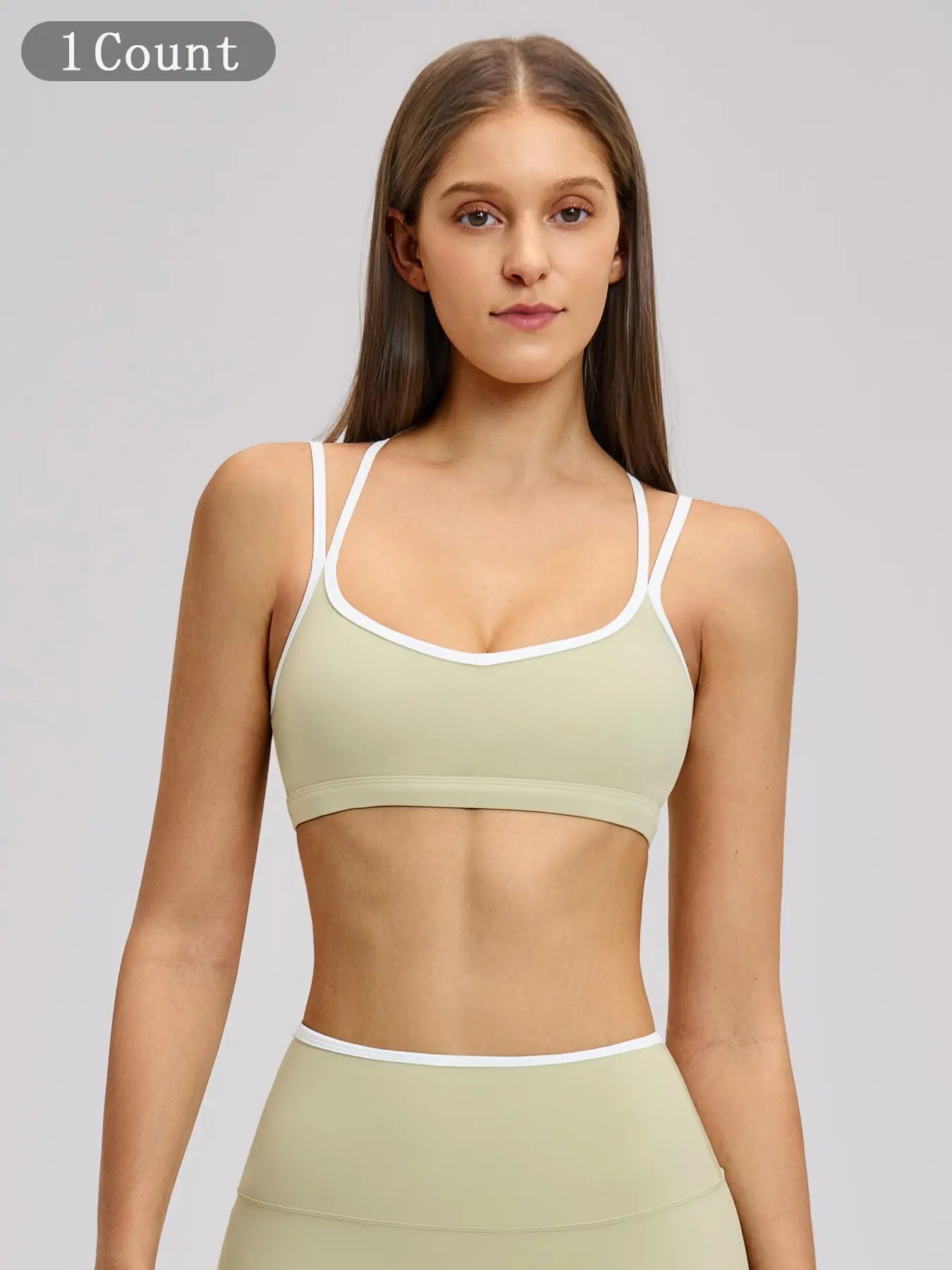 Colorblock Skin-Touch Sports Bra, Quick-Dry Tight-Fitting Cross-Back Sport Tank Top