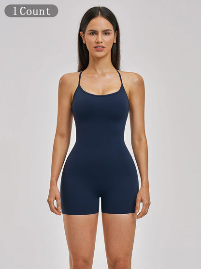 European and American Style Two-Piece Colorblock Halter Sports Jumpsuit, One-Piece Yoga - image 20