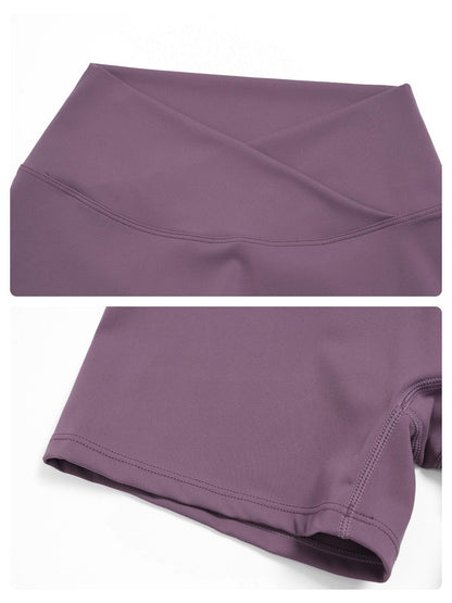 Cross Waist Yoga Shorts, Tight Fit Fleece Fitness Short Pants - image 16