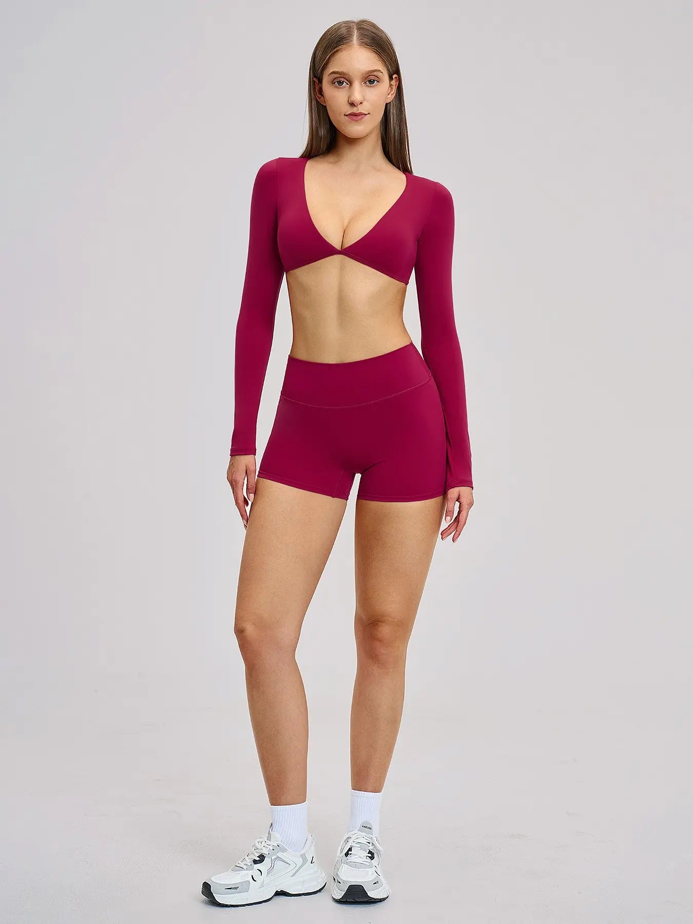 Women's Long Sleeve Yoga Set, Sporty Plain - image 7