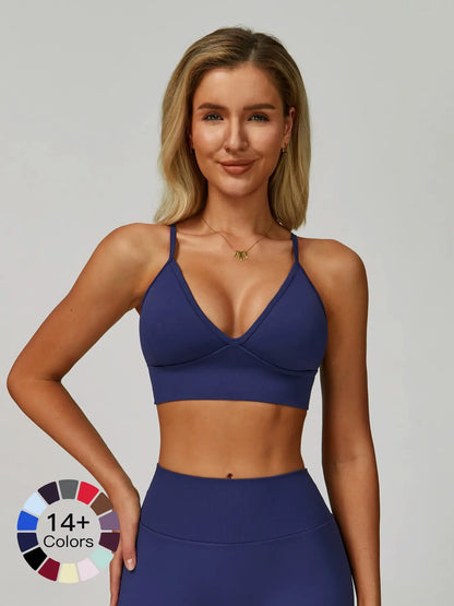 Seamless Yoga Bra with Shoulder Straps, Quick-Dry Sports Top