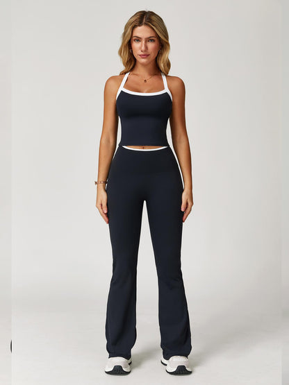 Women's Colorblock Sports Set, Sports Bra & Flare Leg Pants - image 14
