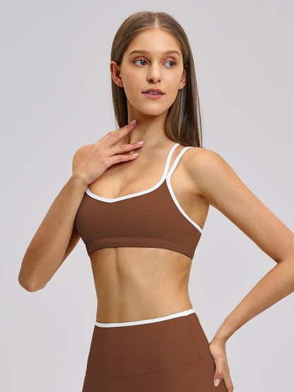 Colorblock Skin-Touch Sports Bra, Quick-Dry Tight-Fitting Cross-Back Sport Tank Top - image 12