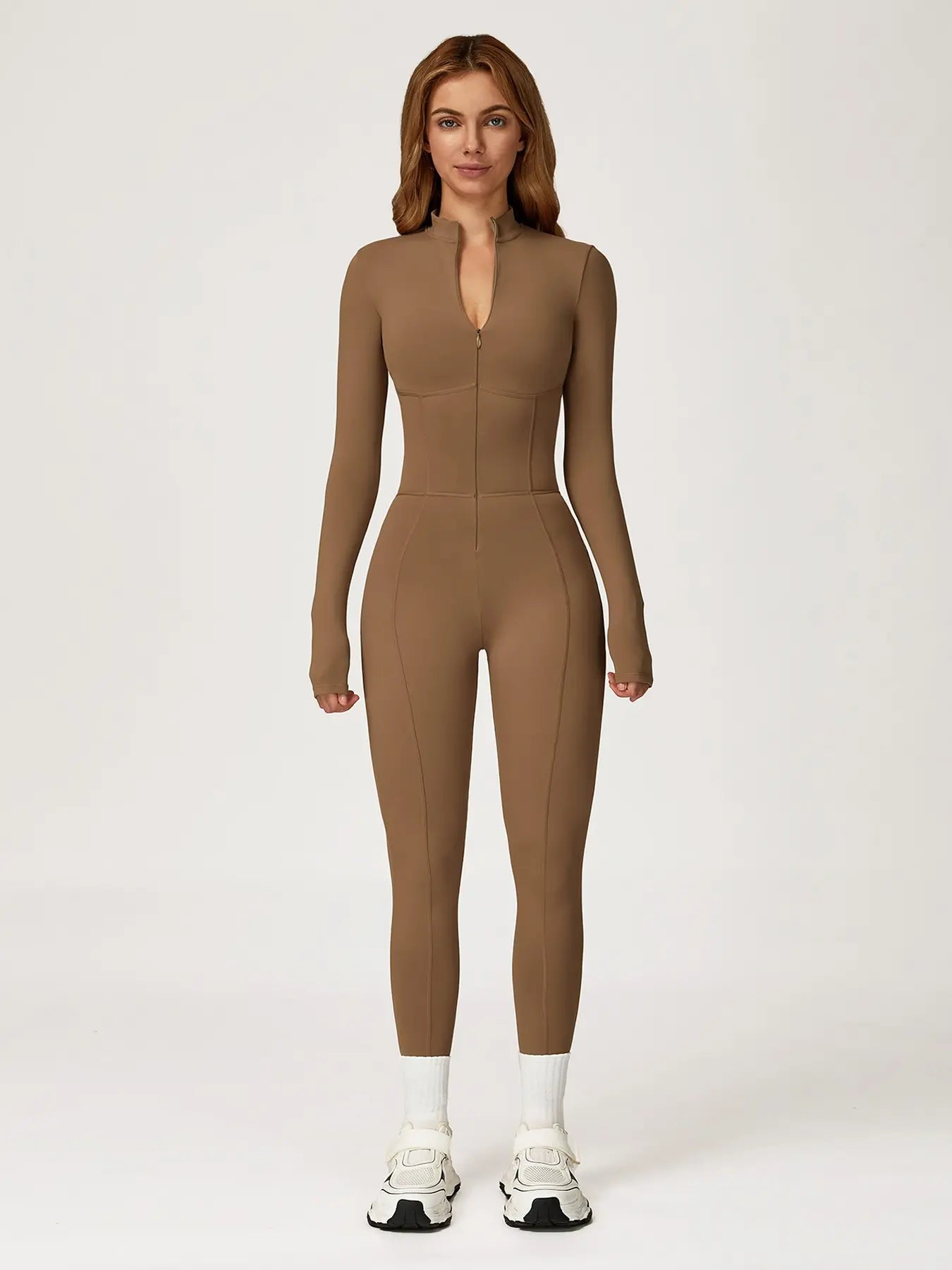 One-Piece Bodysuit with Stand Collar and Zipper, Warm Long Sleeve Outdoor Leisure Sports Fitness Yoga… - image 3
