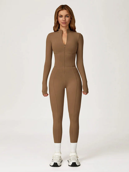 One-Piece Bodysuit with Stand Collar and Zipper, Warm Long Sleeve Outdoor Leisure Sports Fitness Yoga… - image 3