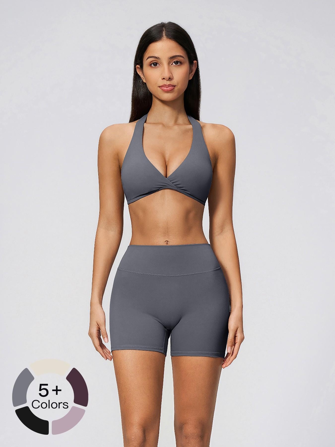 Summer New Athletic Yoga Set Deep V Lift Butt Slimming Running Sports Three-Quarter Pants, Women's Yoga - image 21